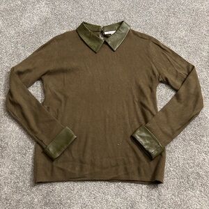 Sioni Olive Sweater with Dark Green Accents